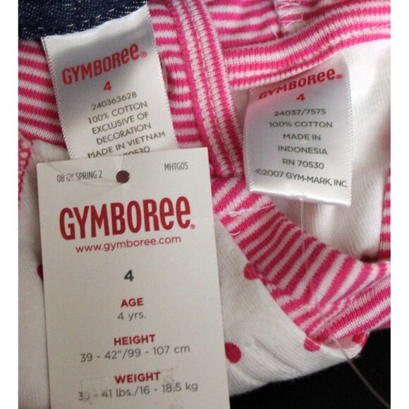 NEW 2008 Gymboree 2pc Tennis Match sz 4 Denim Capri Hooded Shirt Dots Turtle - Picture 8 of 8